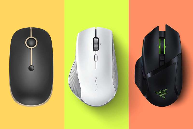 Three Wireless Mouse on a colored background