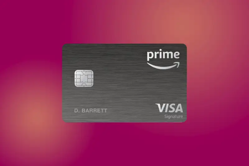 Amazon Prime Rewards Visa Credit Card on a colored background