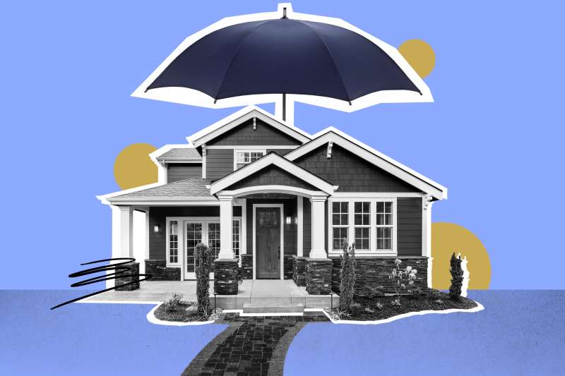 Photo Collage of a home with an umbrella over the roof