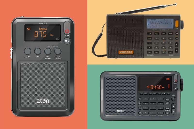 Three Radios on a colored background