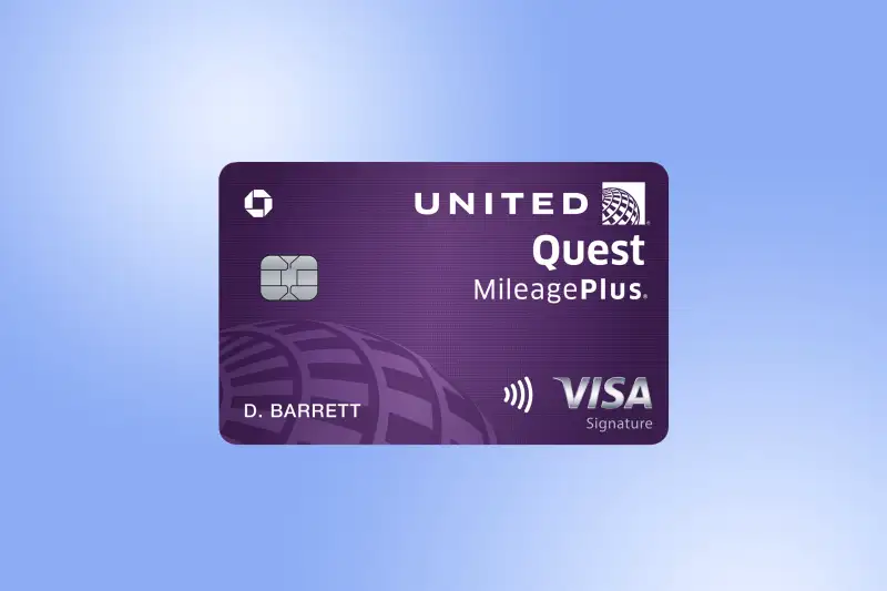 United Quest Credit Card by Chase on a colored background