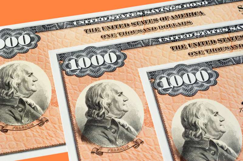 Photograph of three $1000 U.S. Savings Bonds