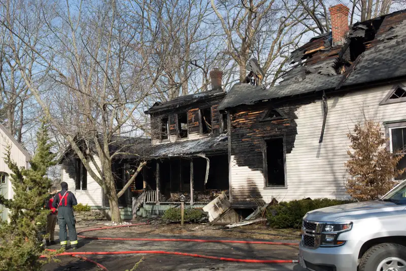 House partially destroyed by fire damage