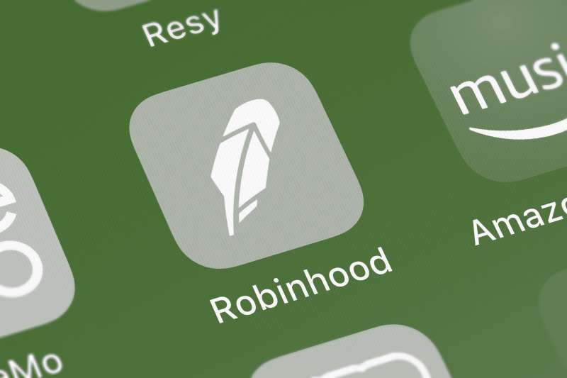 Close-up of Robinhood app on a phone screen