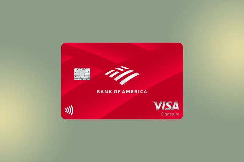 Bank of America Customized Cash Rewards Credit Card for Students on a colored background