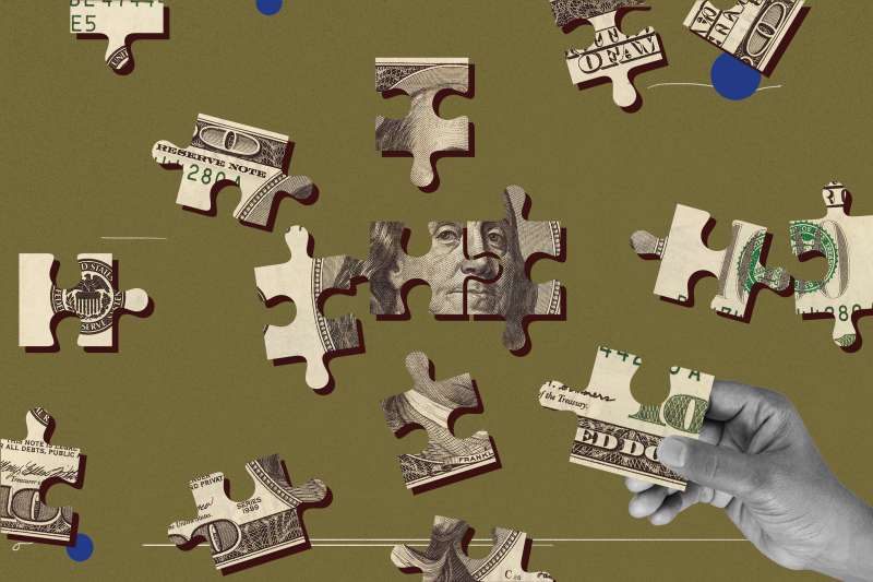 Money bill puzzle pieces