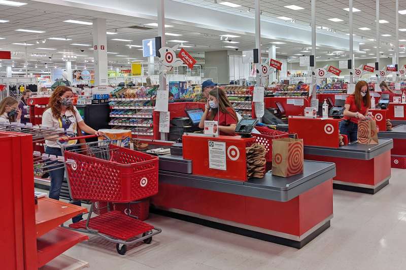 Row of registers at a Target store