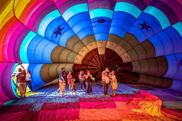 A family takes a selfie from inside a hot air ballon in Hendersonville, Tennessee