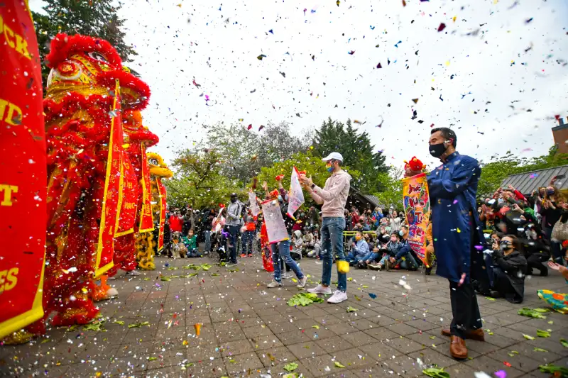 People gather to celebrate Chinese New Year at Lake Oswego Oregon