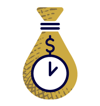 bolsa de dinero con un icono de reloj