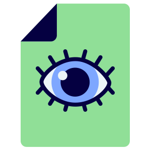 Icon of a document with an eye on it