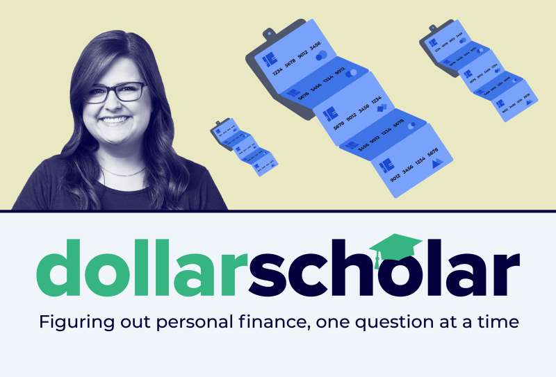 Dollar Scholar Banner With Wallets Filled With Credit Cards