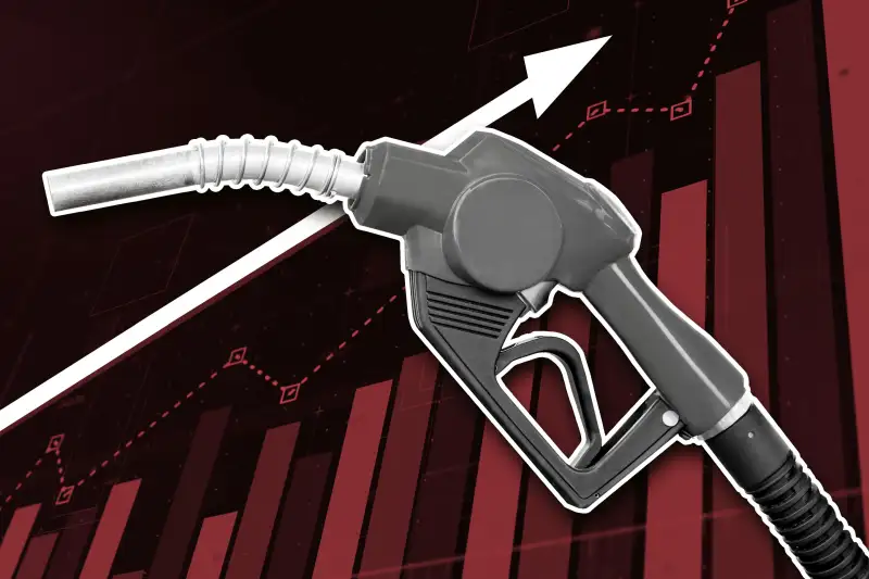 Gas Pump In Front Of Increasing Bar Chart