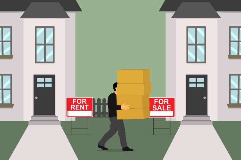 A person is moving from renting a house to buying a house.