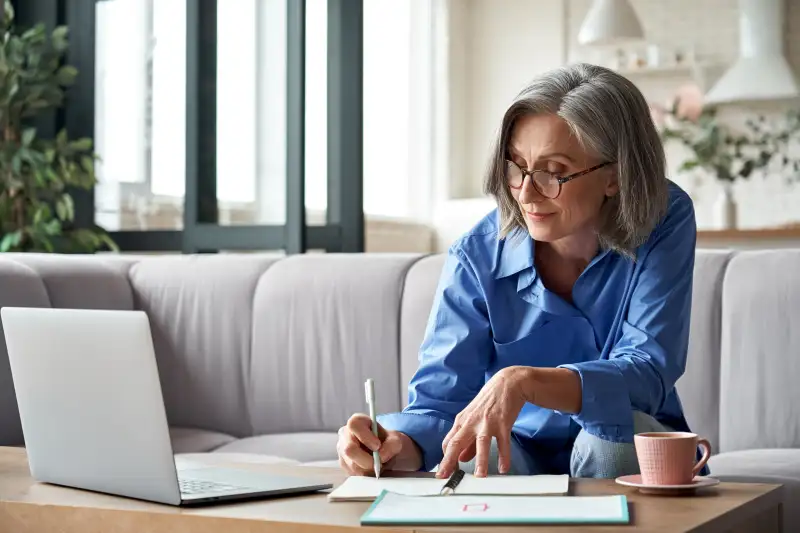 Retired lady doing research