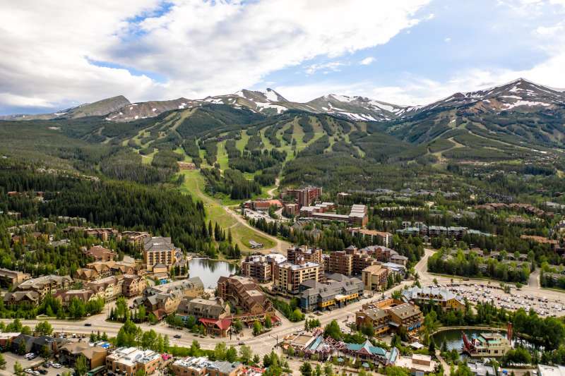 Aerial drone photo of the Rugged Rocky Mountains of Breckenridge, Colorado.