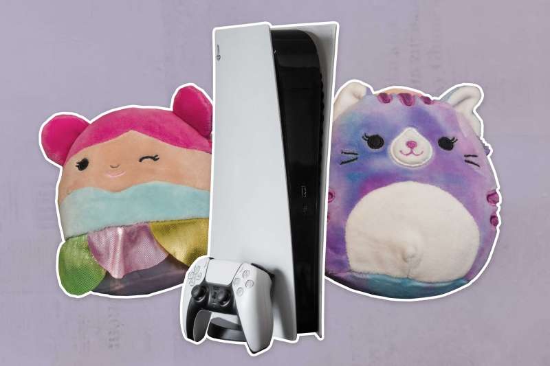 Playstation Five In Front Of Two Squishmallows