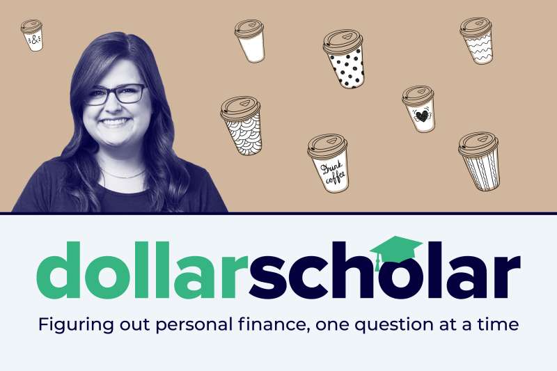 Dollar Scholar Banner With Coffee Cups