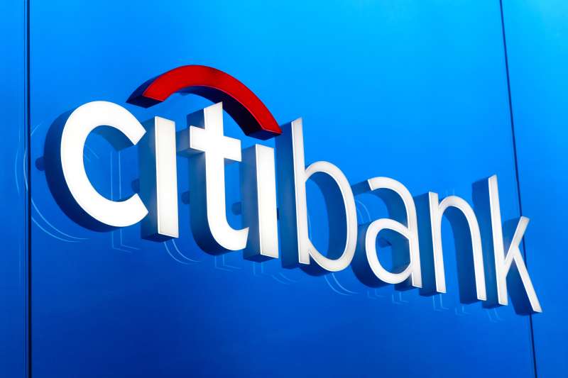Close-up of Citibank sign.