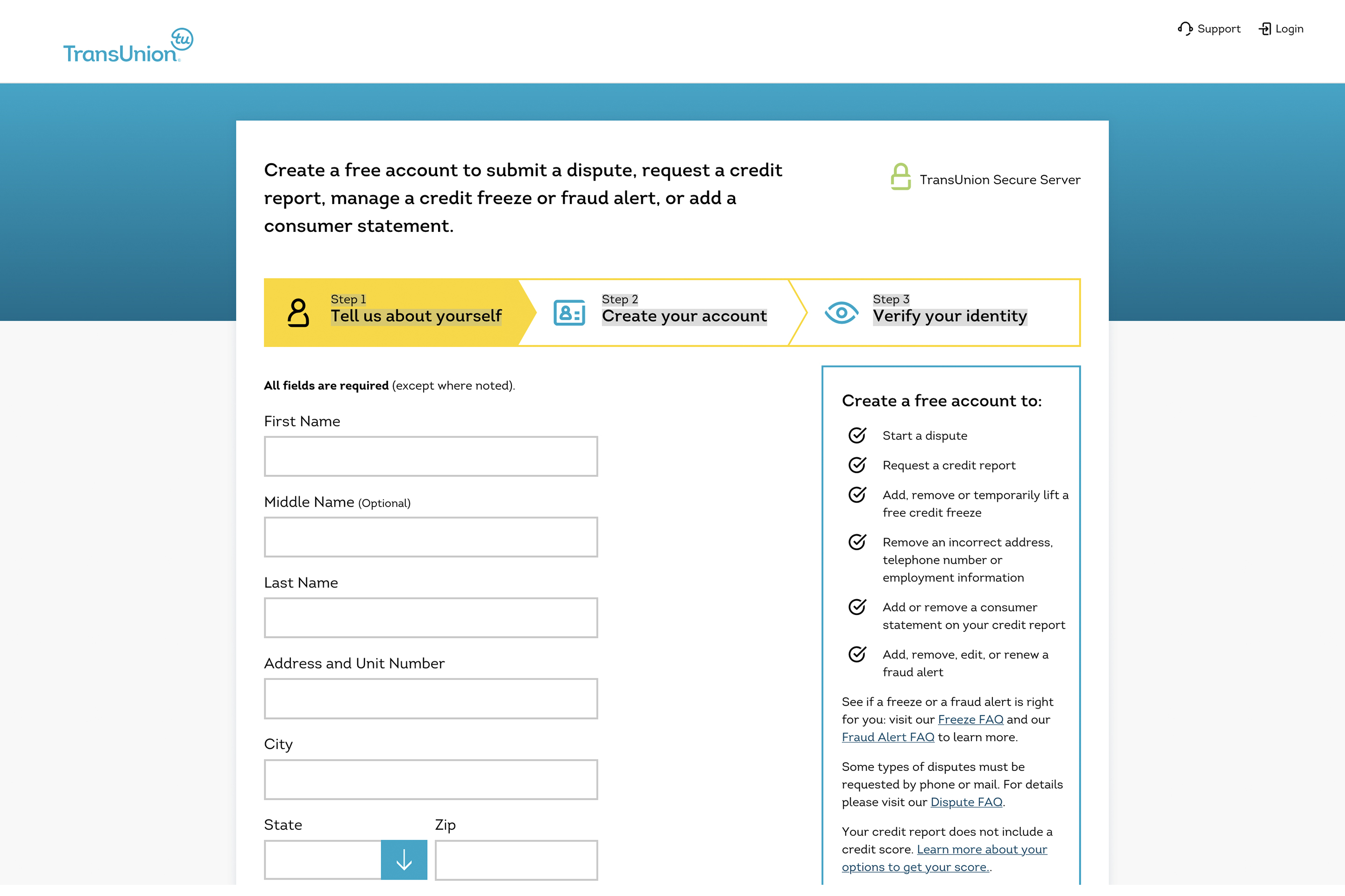 You can make an online TransUnion account to request additional credit reports from the bureau.