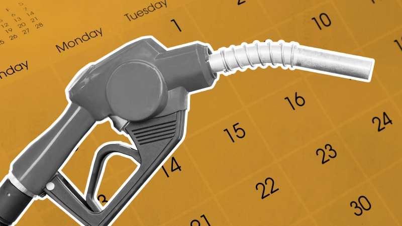 Gas Pump In Front Of Weekly Calendar
