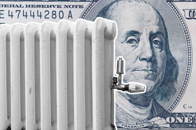 Heater In Front Of Oversized 100 Dollar Bill