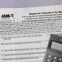 4506-T Tax Form With Calculator On Top