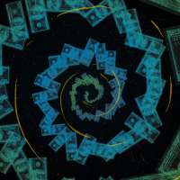 Illustration of a spiral made of many dollar bills