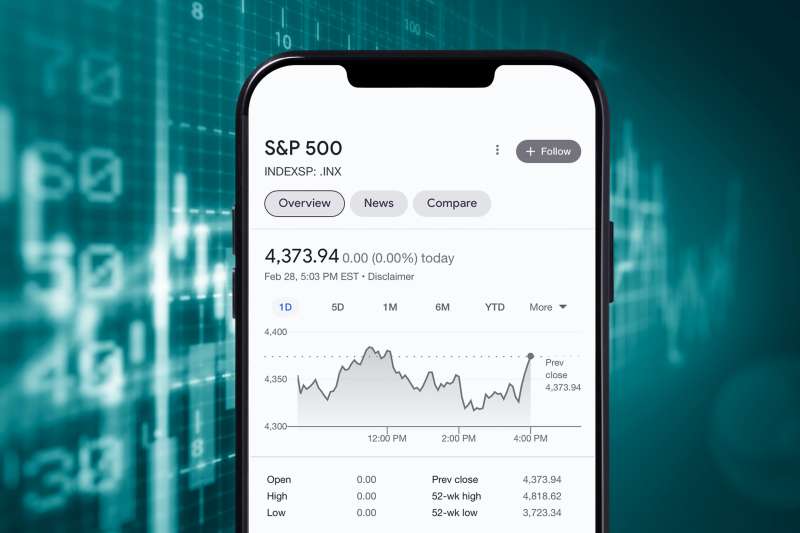 Smart Phone With S&P 500 Index On Screen