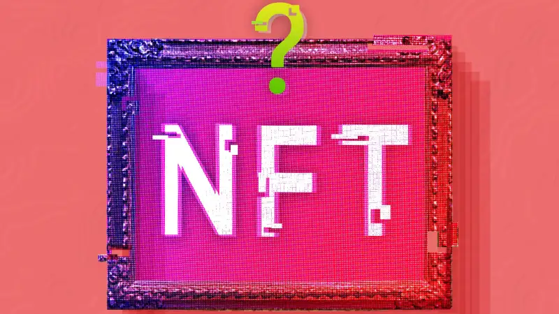 The Letters NFT Inside A Picture Frame With A Question Mark On Top