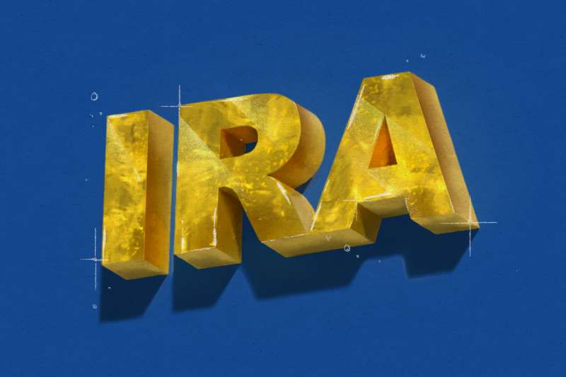 Illustration of some golden letters that read  IRA