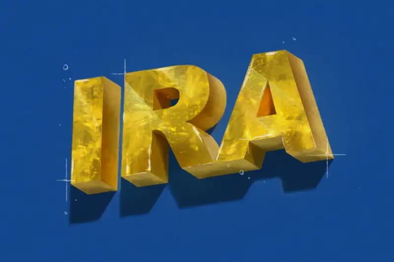 Illustration of some golden letters that read  IRA