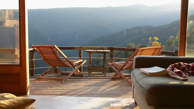 Photo of a balcony with a beautiful mountain view