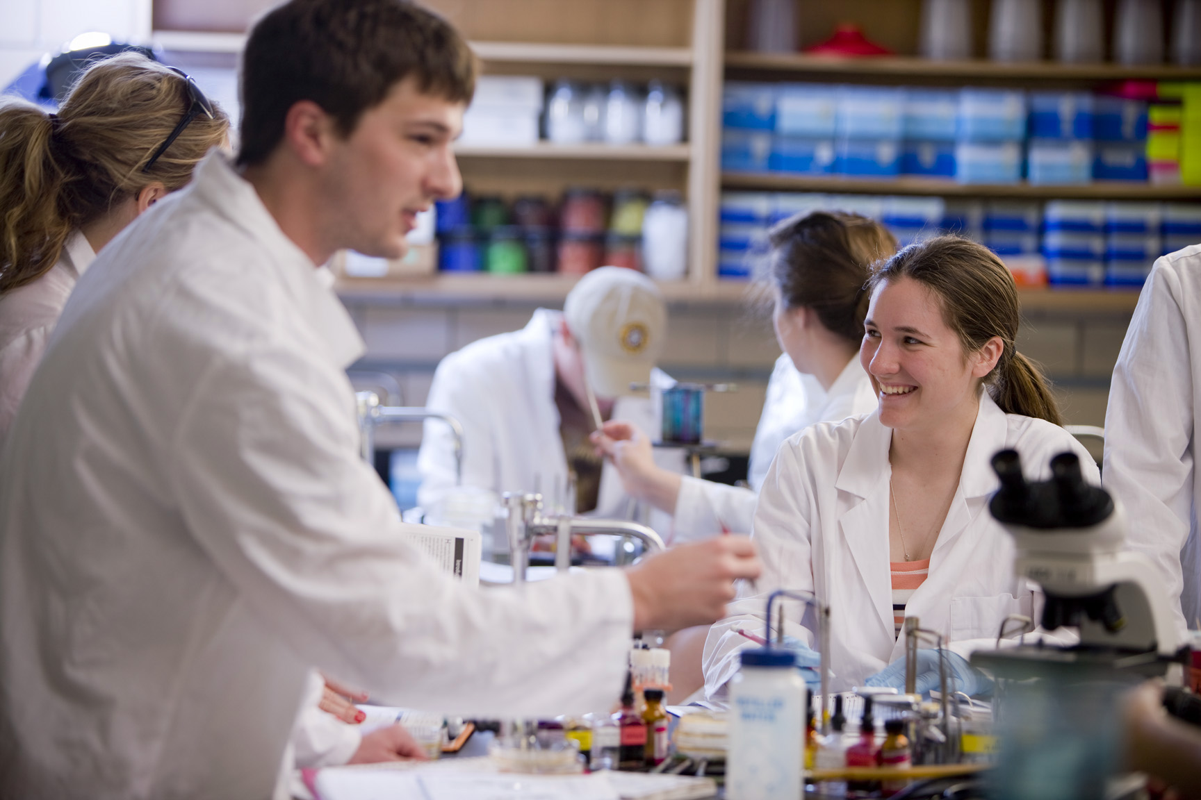 Students in a laboratory classroom at Iowa State University