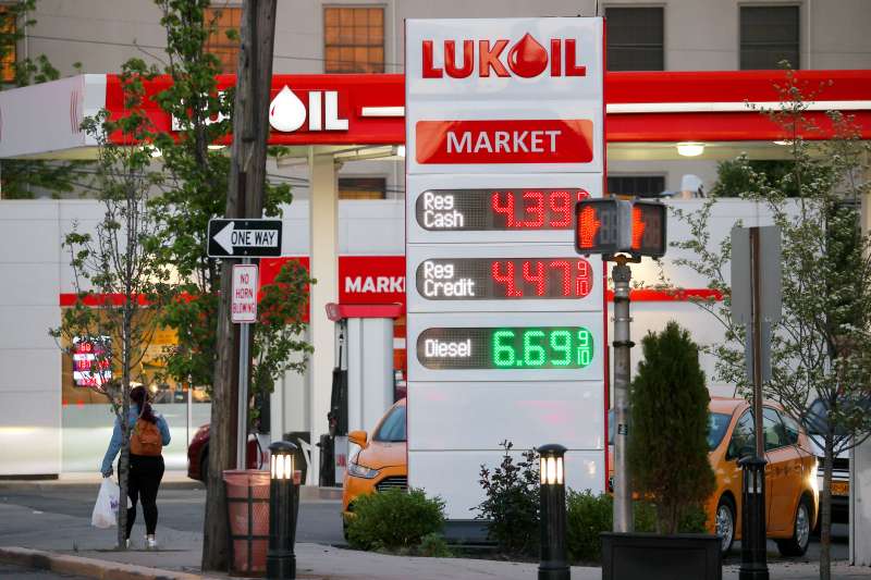 The price diesel fuel, over $6.00 a gallon is displayed at a petrol station in New Jersey, United States on May 11, 2022