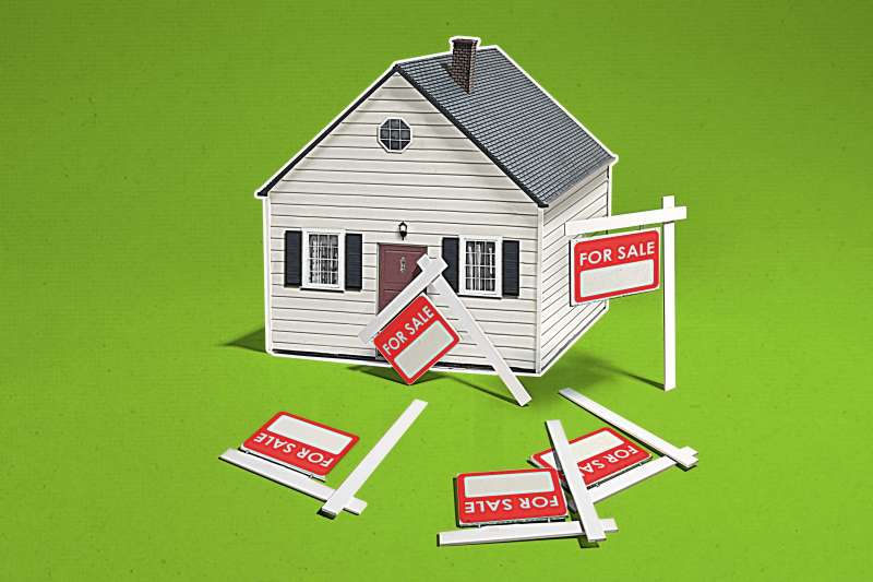 A House Surrounded By Fallen For Sale Signs