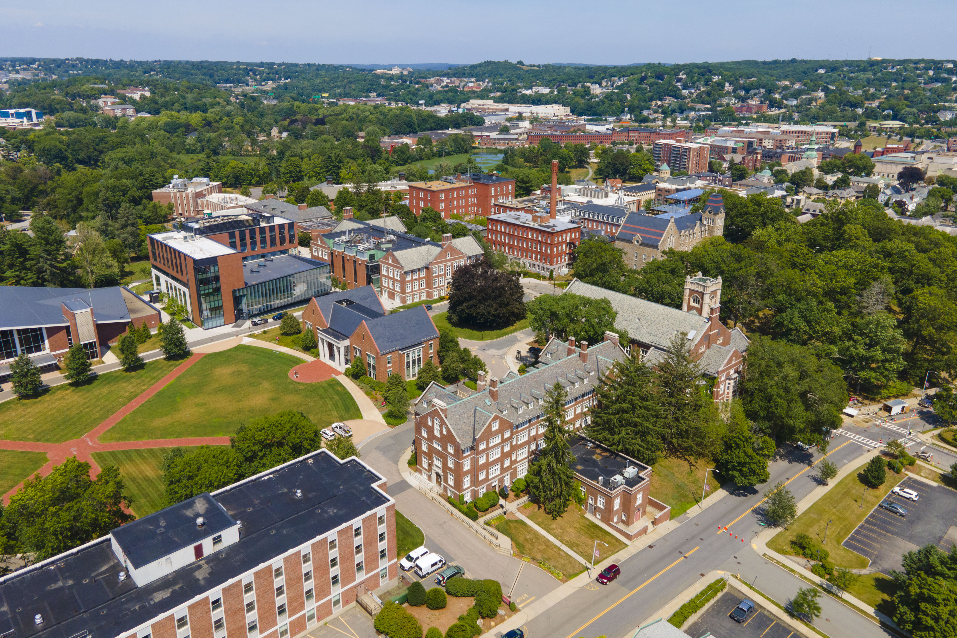 Aerial view of the Worcester Polytechnic Institute campus