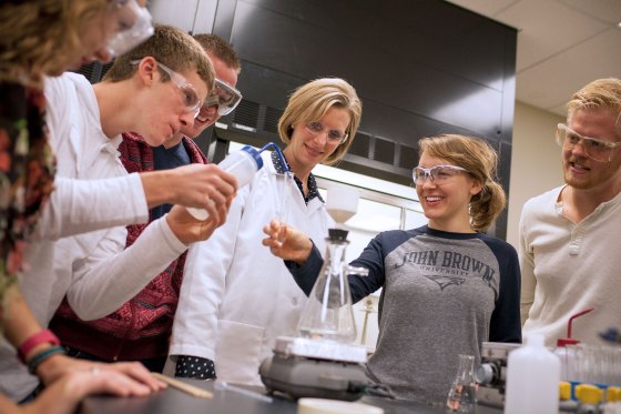 Students in a laboratory at John Brown University