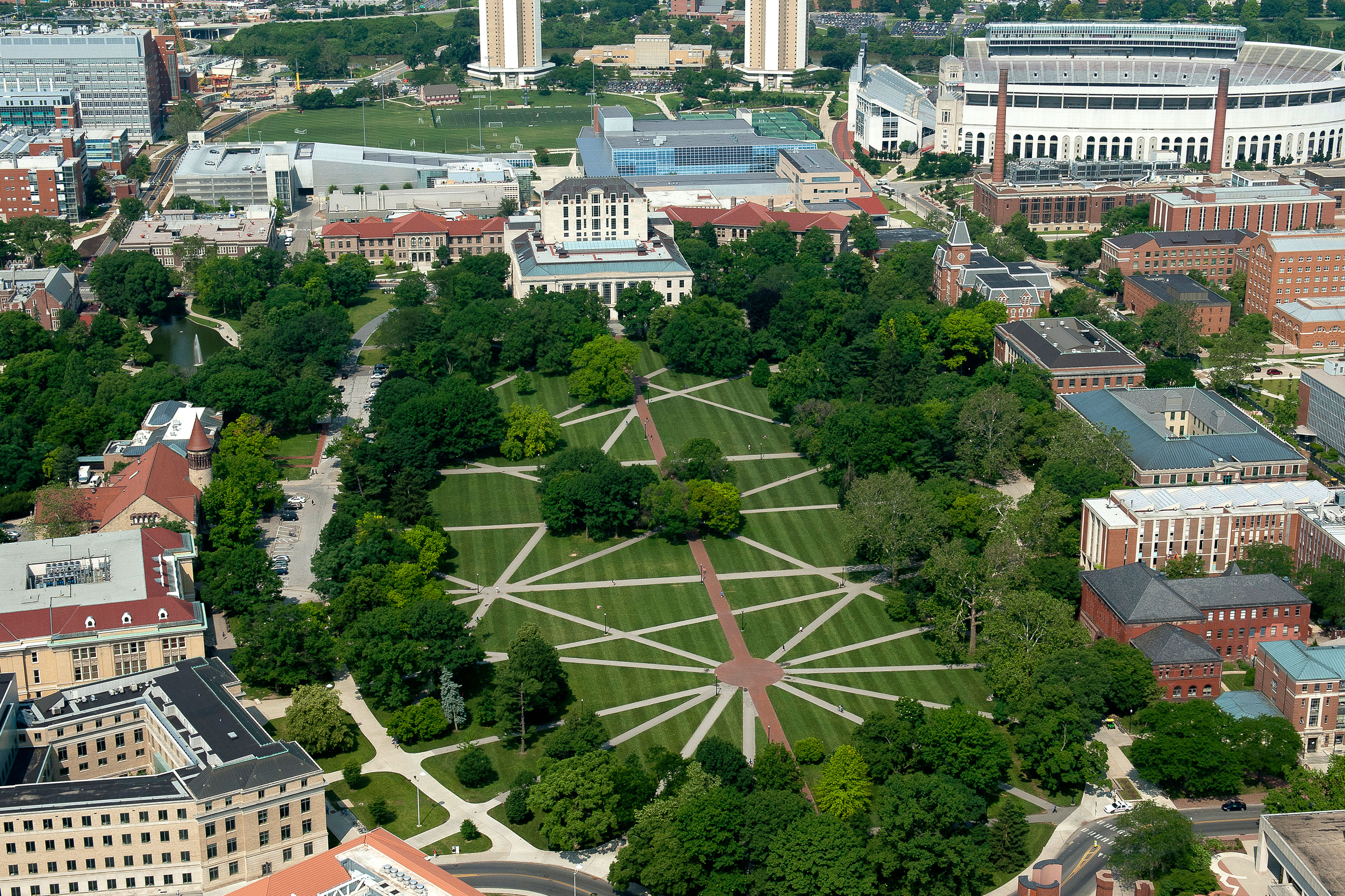 Aerial view of The Ohio State University