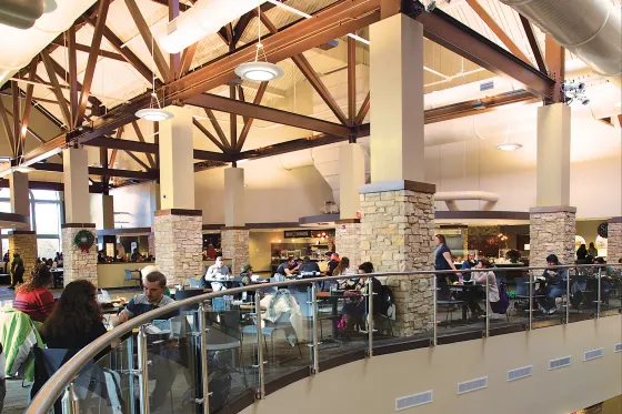Students inside a lounge at South Dakota - Augustana University
