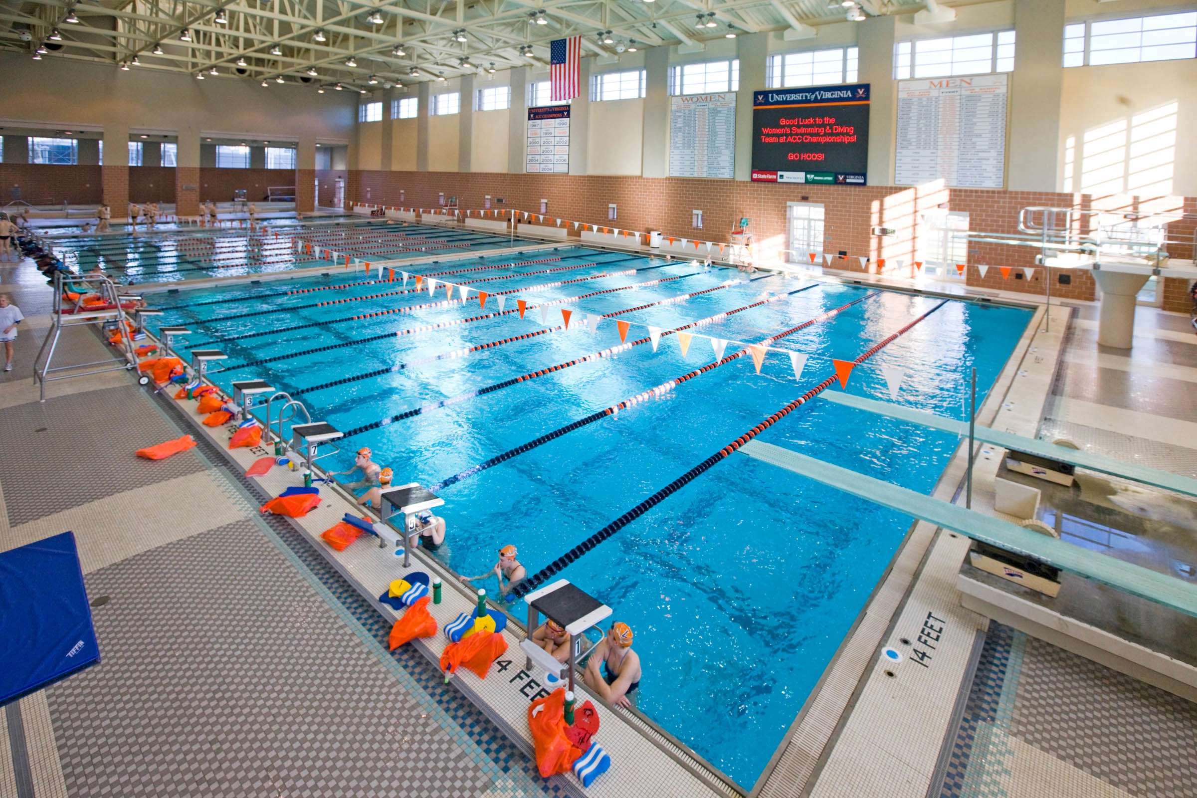 Students at the University of Virginia olympic pool