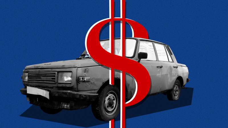 Photo Illustration of a car with a big dollar sign in-front