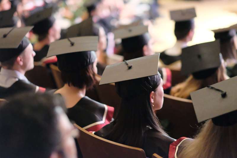 Row of students sitting during a graduation ceremony