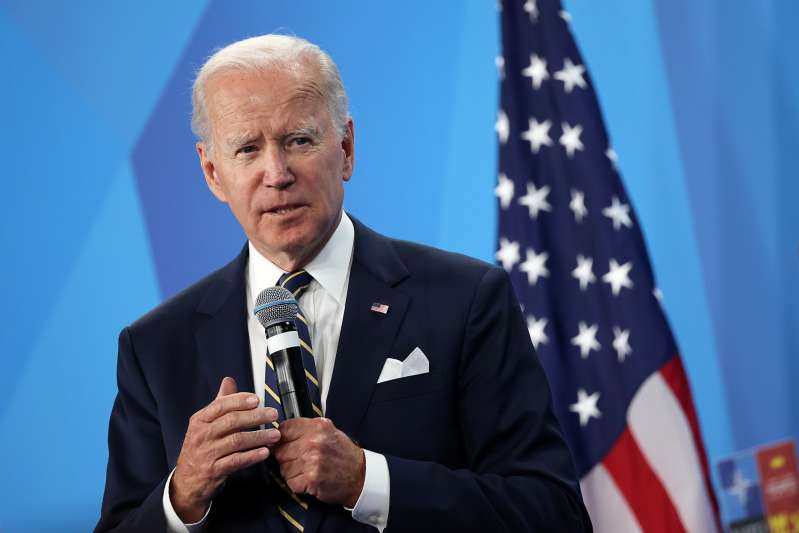 President Joe Biden speaking during a press conference