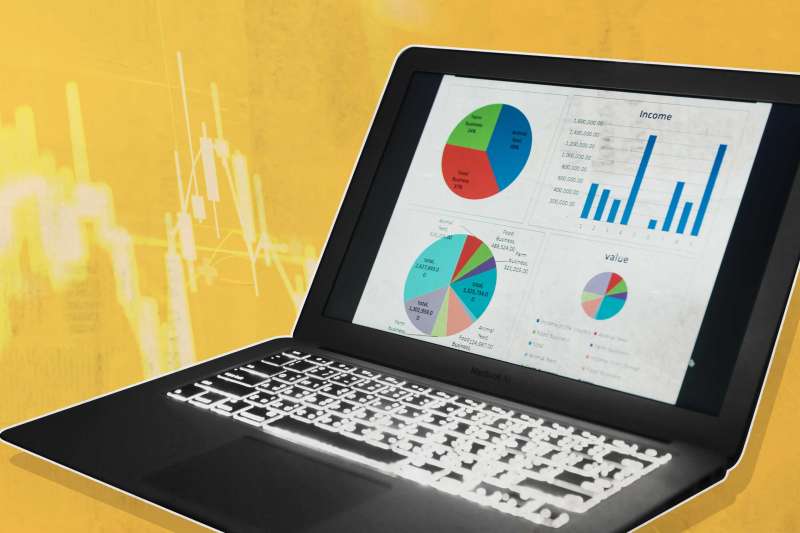 Laptop Displaying Investment Portfolio Graphics