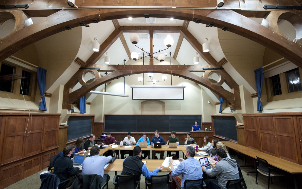 Students inside a classroom at Trinity College Connecticut