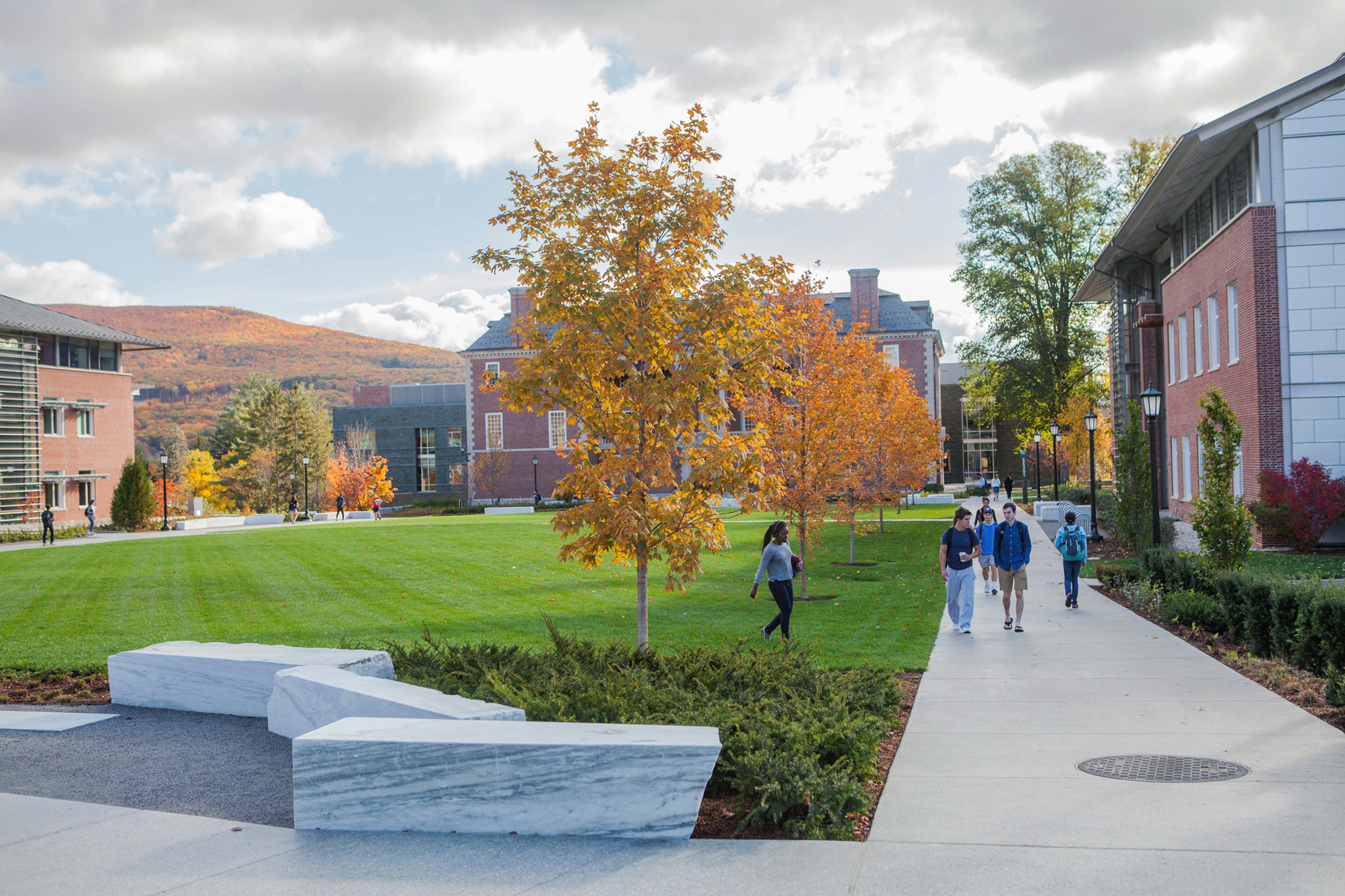 Students walking on Williams College campus
