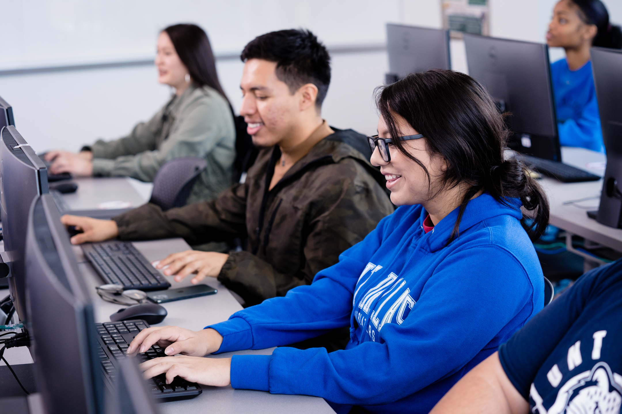Students on their computer during a class at The University of North Texas at Dallas