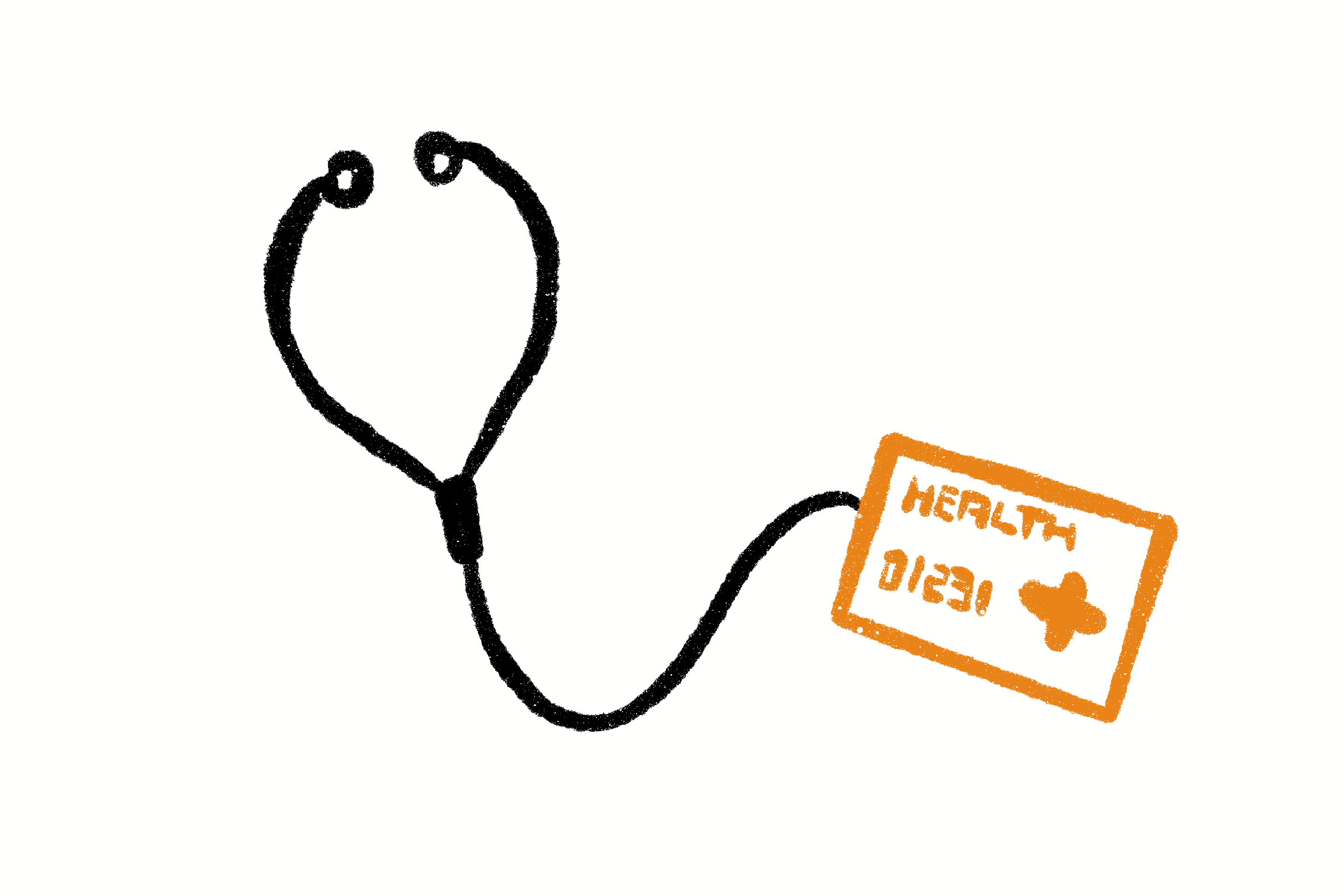 Stethoscope connected to a health insurance card with a cross and the numbers 01231.