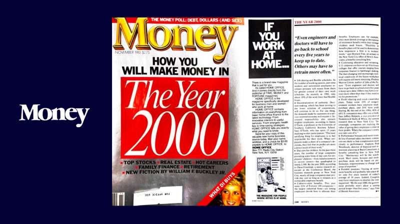 Scan of an old Money article on Predicting the Future of Work and Retirement from November 1985